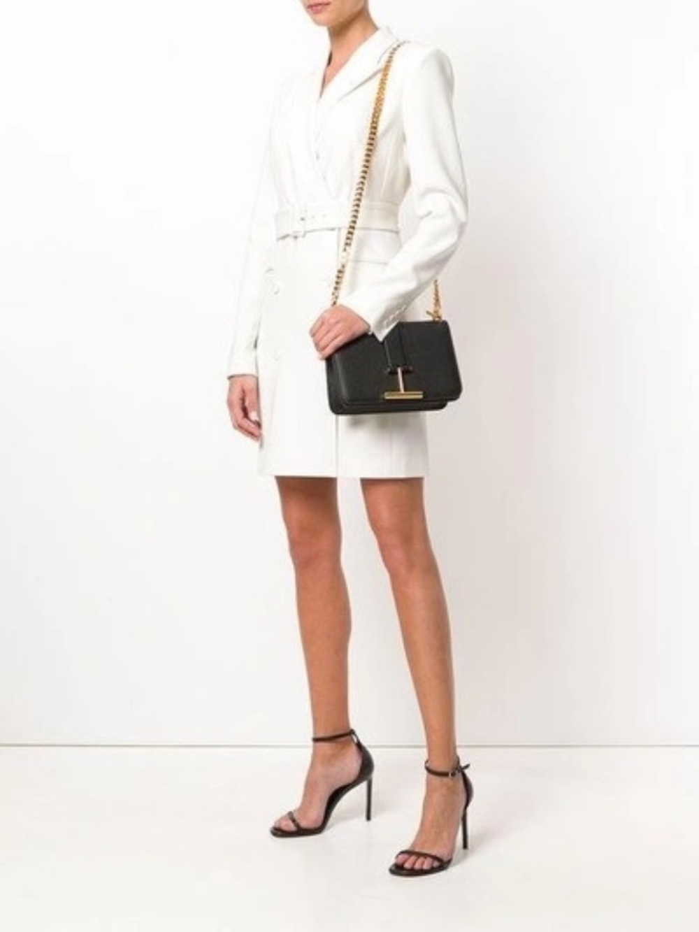TOM FORD TARA CHAIN BAG BLACK GRAINED LEATHER